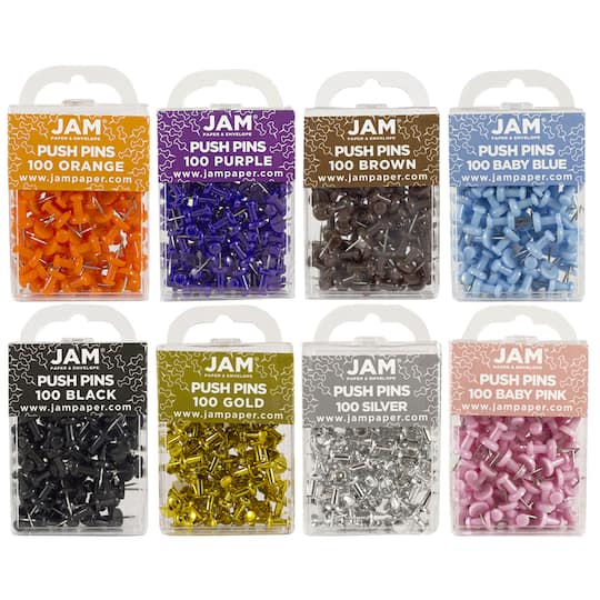 JAM Paper Premium Standard 8 Color Push Pin Set